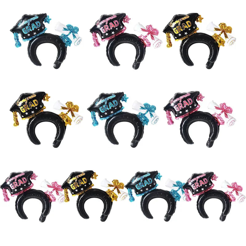 10/30/50-Piece Set New Black Graduation Cap Headband Balloon Set Inflatable 2025 Graduation Season Party Decorations