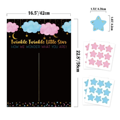 Boy or Girl Gender Reveal Game Cloud Poster with Voting Stickers Gender Baby Gender Prediction Decoration Baby Shower