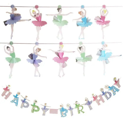 1 Set Ballet Girl Dancing Bunting Banner Ballerina Paper Flag Wedding Hanging Streamer DIY Supplies Party Favors Birthday Decor