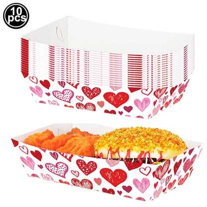 Valentine's Day Theme Disposable Tableware Pink Red Love Heart Pattern Paper Plates Cups Napkins Wedding Decoration Supplies