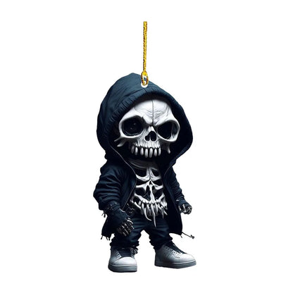 Hangings Decor Skeleton Car Mirror Dangle Acrylic Spooky Swing Pendant Halloween Car Rearview Mirror Hangings