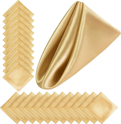 100PCS 30*30cm Satin Napkin Square Washable Soft Smooth Fabric Table Napkin for Wedding Banquet Party Hotel Restaurant Decor