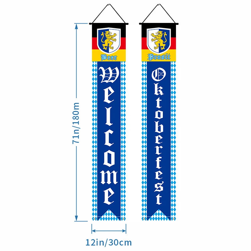 Beer Flag The Munich Oktoberfest Event Party Decorations Door Hanging Banner 1 Pair Tapestry Polyester Printed for Home Outdoor