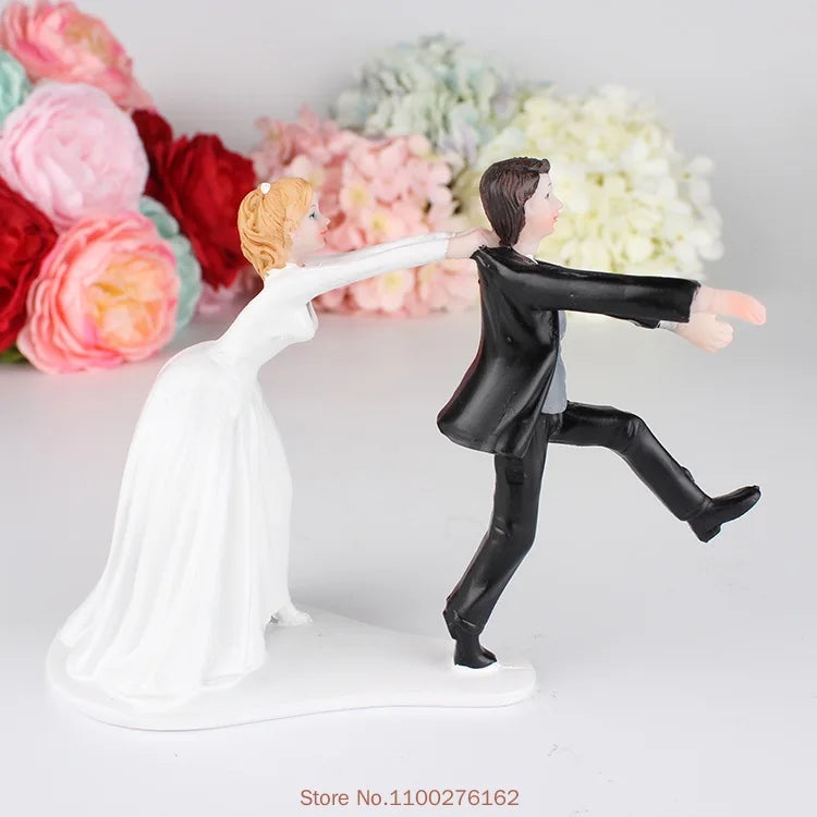 Cake Toppers Dolls Bride and Groom Figurines Funny Wedding Cake Toppers Stand Topper Decoration Supplies Marry Figurine