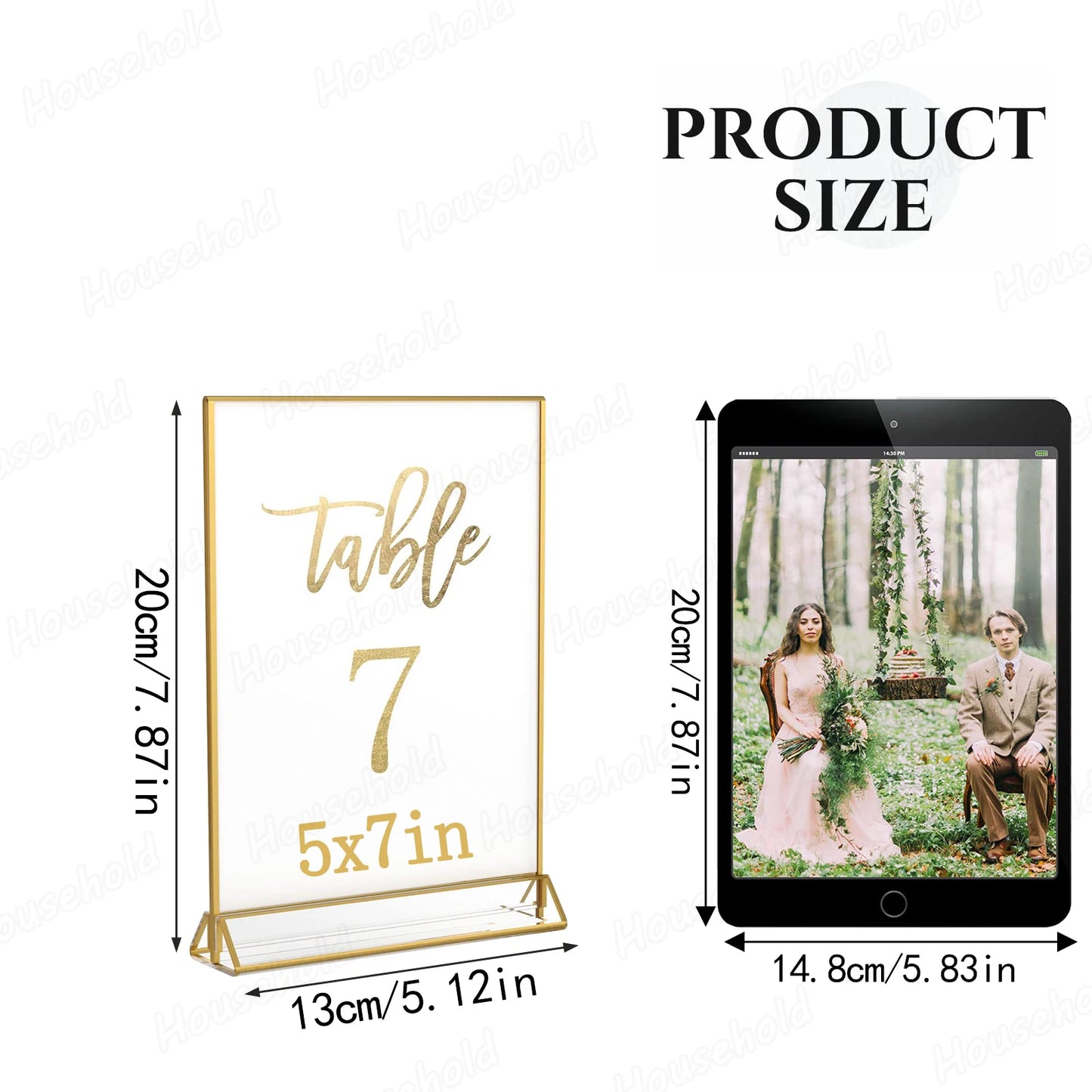 6-36 Transparent Acrylic Signage Gold Picture Frames Double-sided Display Stand Wedding Number Plate Table Flyer Menu Card Rack