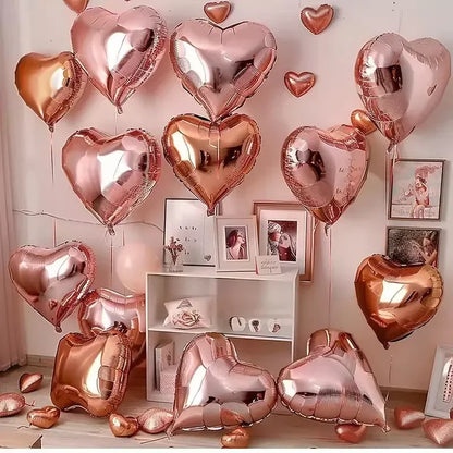60-5PCS Red Heart Foil Balloons Inflatable Helium Balloon DIY Birthday Party Ornaments For Valentine's Day Wedding Party Gifts