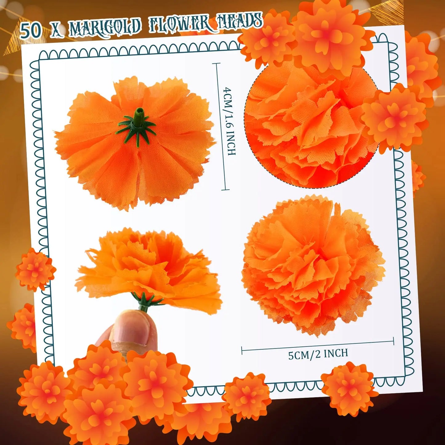 14~380pcs Day of the Dead Marigold Flower Garland Decorations Dia De Los Muertos ofrenda Altar with Monarch Butterfly Mexican
