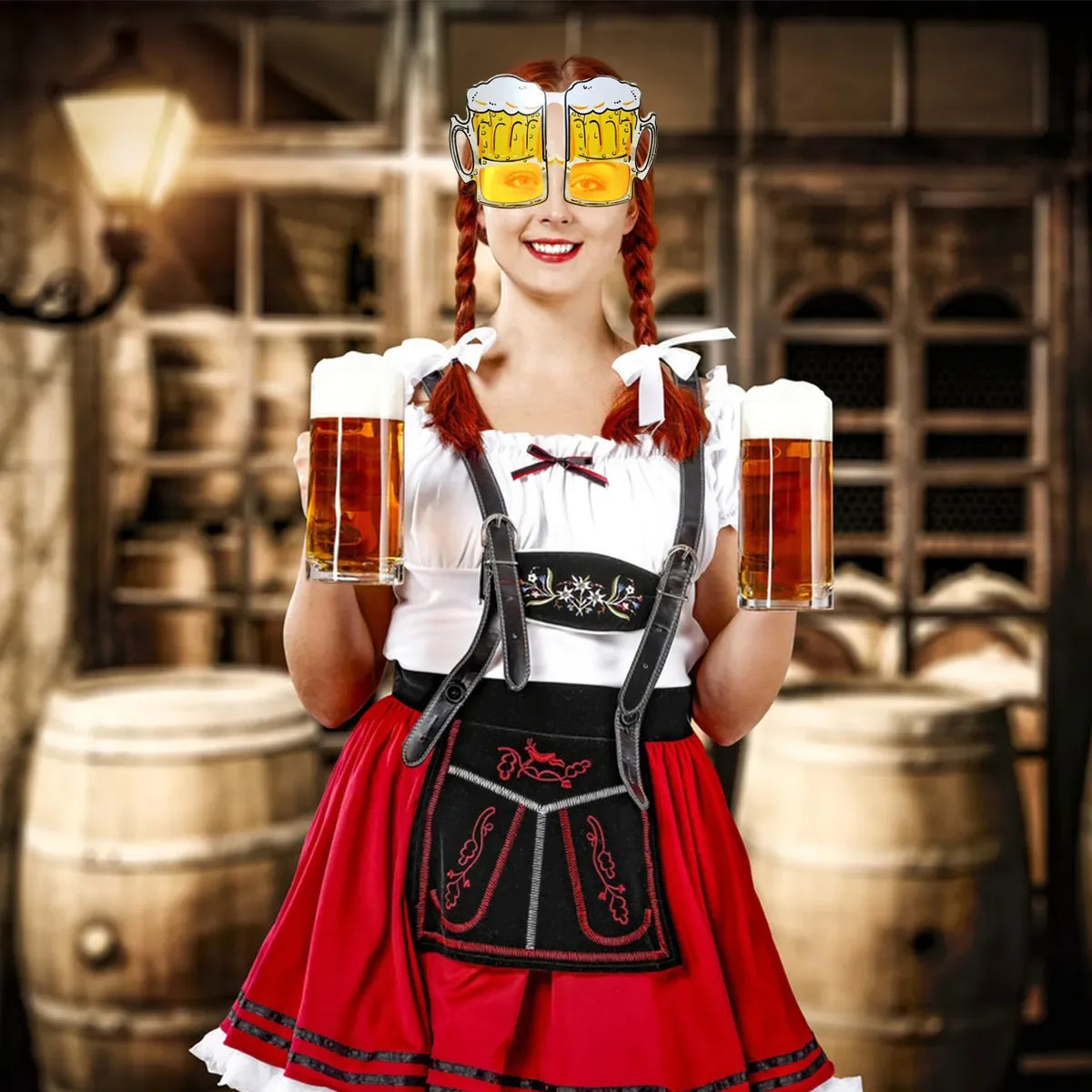 12Pcs Oktoberfest Glasses Plastic Goggles Beer Mug Pattern Glasses Photo Props German Oktoberfest Theme Event Decoration
