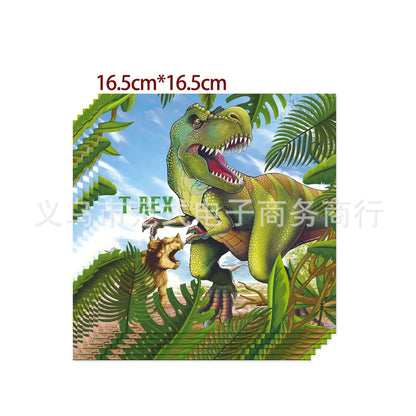 Jurassic Dinosaur Birthday Decoration Tableware Balloon Paper Cup Backdrop Tablecloth Banner Plate Birthday Party Decor Supplies