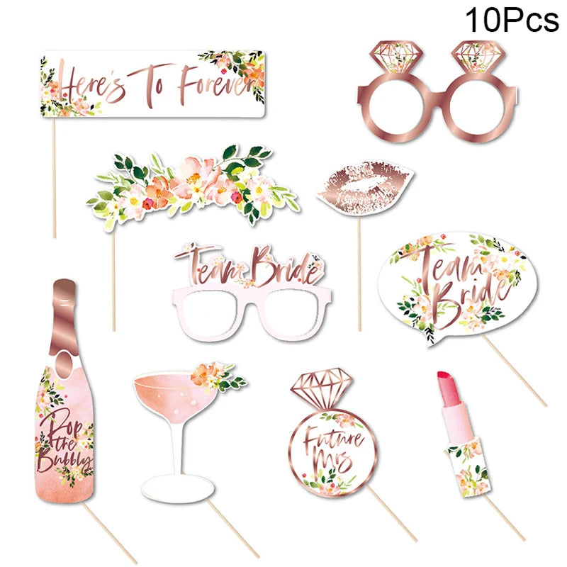 1Set Team Bride to be Photo Booth Props Paper Frame Bachelorette Party Decoration Wedding Gift Bridal Shower Hen Party Supplies