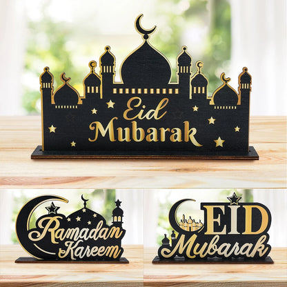 EID Mubarak Decoration Wooden Ornaments Ramadan Decoration 2025 For Home Ramadan Kareem Islamic Muslim Party Eid Al Adha Gifts