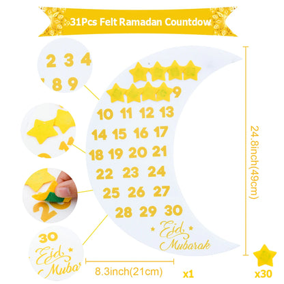 Ramadan Countdown Felt Calendar Eid Mubarak Decorations For Home Islamic Muslim Party Decor Ramadan Kareem Eid Al Adha Kid Gifts