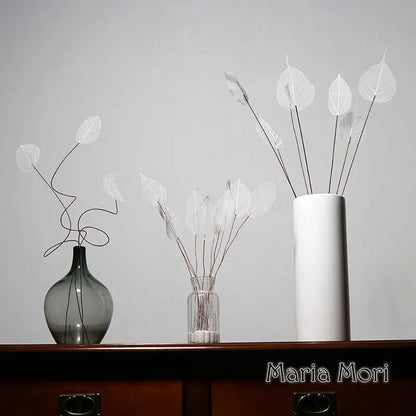 Home Decoration Lucency Leaves Natural Leaf Vein Immortal Artificial Flowers Wedding Table Decoration Wire Stem