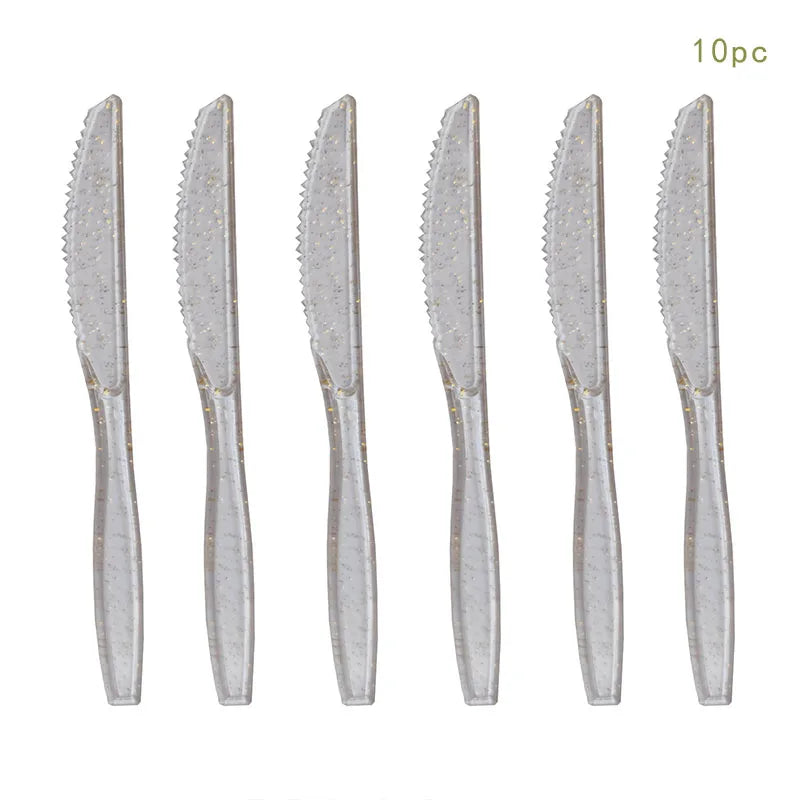 10Guests Silver Shiny Diamond Disposable Tableware Wedding Paper Plate Cups Napkin Happy Princess Birthday Party Decor