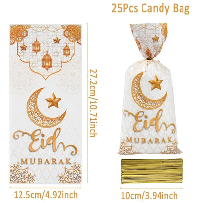 Eid Mubarak Gift Bags Plastic Candy Cookie Bag Ramadan Kareem Decoration 2025 Islamic Muslim Party Supplies Eid Gifts