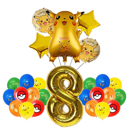 Pokemon Birthday Party Decoration New Lightning Pikachu Balloon For Kids Event Supplies Disposable Tableware Banner Backdrop