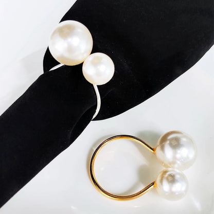Wedding Pearl Napkin Rings Metal Gold Silver Napkin Holders for Wedding Elegant Party Supplies Event Dinner Table Decorations