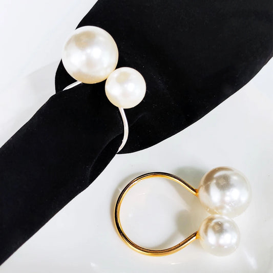 Wedding Pearl Napkin Rings Metal Gold Silver Napkin Holders for Wedding Elegant Party Supplies Event Dinner Table Decorations