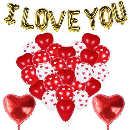 I Love You Letter Balloons Set Red Heart Balloon for Proposal Valentine's Day Decoration Marry Me Wedding Anniversary party gift