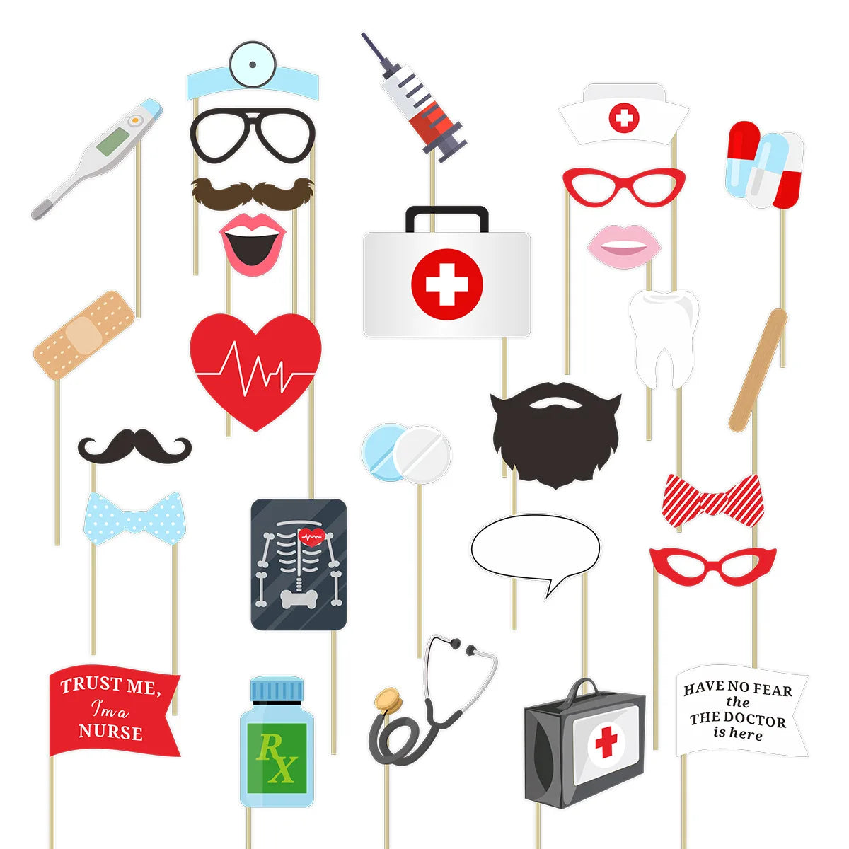 Doctor Nurse Graduation Theme CONGRATS Banners Cupcake Topper Balloon for Happy Nurse's Day Graduated Party Photo Props Decor