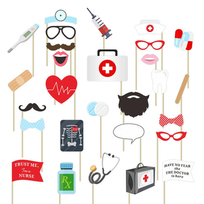 Doctor Nurse Graduation Theme CONGRATS Banners Cupcake Topper Balloon for Happy Nurse's Day Graduated Party Photo Props Decor