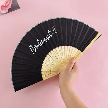 1-6pcs White Wedding Bride Hand Fans Bachelorette Hen Party Bridesmaids Gift Foldable Paper Fan Wedding Bride Shower Party Decor
