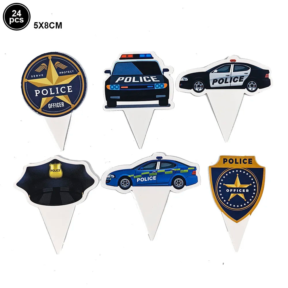 Blue Car Police Truck Foil Balloon Boys Birthday Balloons 4D Standing Balloons Baby Shower Police Themed Birthday Party Decors