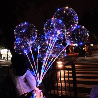 5/10/15/20Packs LED Light Up BoBo Balloons Colorful Handle 120cm Glow in the Dark Bobo Balloon Wedding Valentines Day Decoration