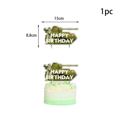 Military Party Decoration Set Camouflage Netting Tableware 4D Tank Balloon Camo Army Soldier Armored Vehicle Kids Birthday Gifts