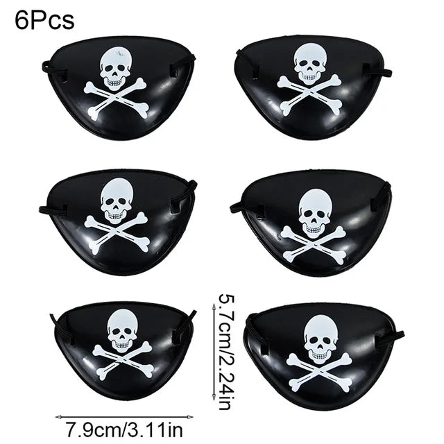 Pirate Theme Party Decoration Pirate Captain Hat Patch Pistol Treasure Toys For Kids Birthday Party Decor Halloween Cosplay Prop