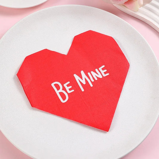 20Pcs/pack Romantic Trimming Love Shape Disposable Tissue Valentine's Day Wedding Party Napkin Decoration