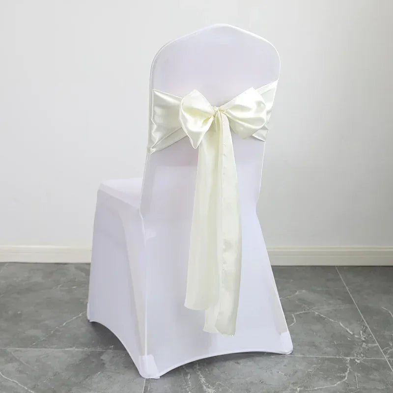 Wedding Decoration Chair Satin Sash Bow Tie Self TIe For BIrthday Party Festival Hotel Holiday Shiny Look Luxury Dining Room