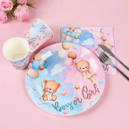 Gender Reveal Party Tablecloth Boy or Girl Baby Shower Decor Newborn Table Cover He Or She Gender Reveal Party Supplies