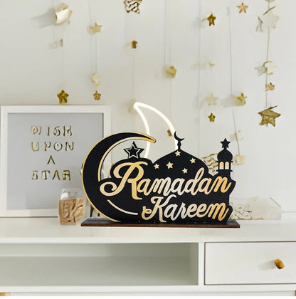 EID Mubarak Decoration Wooden Ornaments Ramadan Decoration 2025 For Home Ramadan Kareem Islamic Muslim Party Eid Al Adha Gifts
