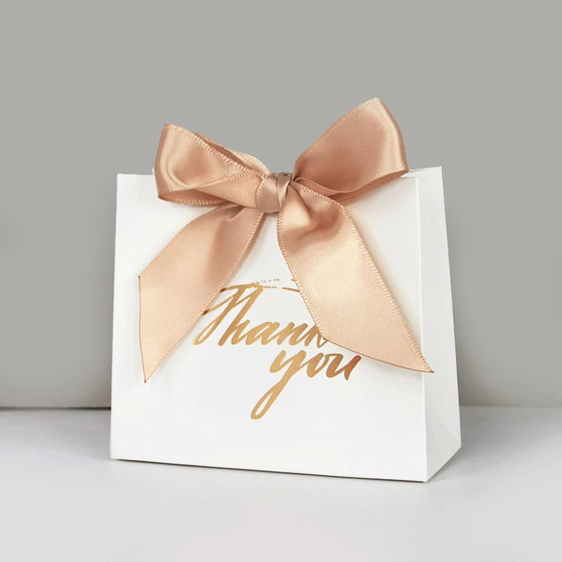 5/10pcs Thank You Candy Box With Ribbon Small Gift Packing Bag For Christmas Wedding Baby Shower Birthday Party gift for guests
