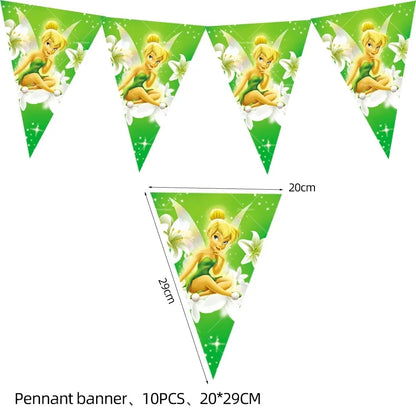 Tinker Bell Fairy Foil Balloons Pixie Latex Ballon Happy Birthday Banner Party Decorations Cake Toppers Cartoon Kids Girls Gift