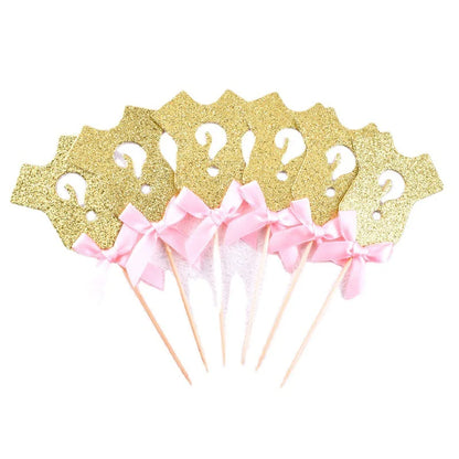 Gender Reveal Cake Topper He Or She Boy Or Girl Cake Flags Baby Birthday Party Cake Decor DIY Baby Shower Cupcake Toppers