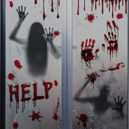 Removable Halloween Wall Stickers Horror Blood Fingerprints Window Stickers For Halloween Party Home Bar Floor Wall Decal