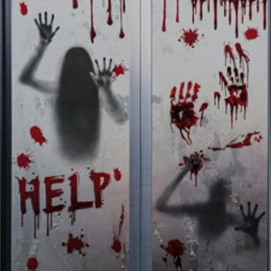 Removable Halloween Wall Stickers Horror Blood Fingerprints Window Stickers For Halloween Party Home Bar Floor Wall Decal