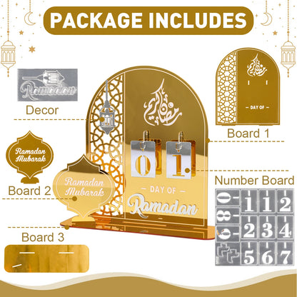 Ramadan Kareem Countdown Calendar Ornament Eid Mubarak Decoration 2025 For Home Muslim Islamic Festival Eid Al-Fitr Party Favors