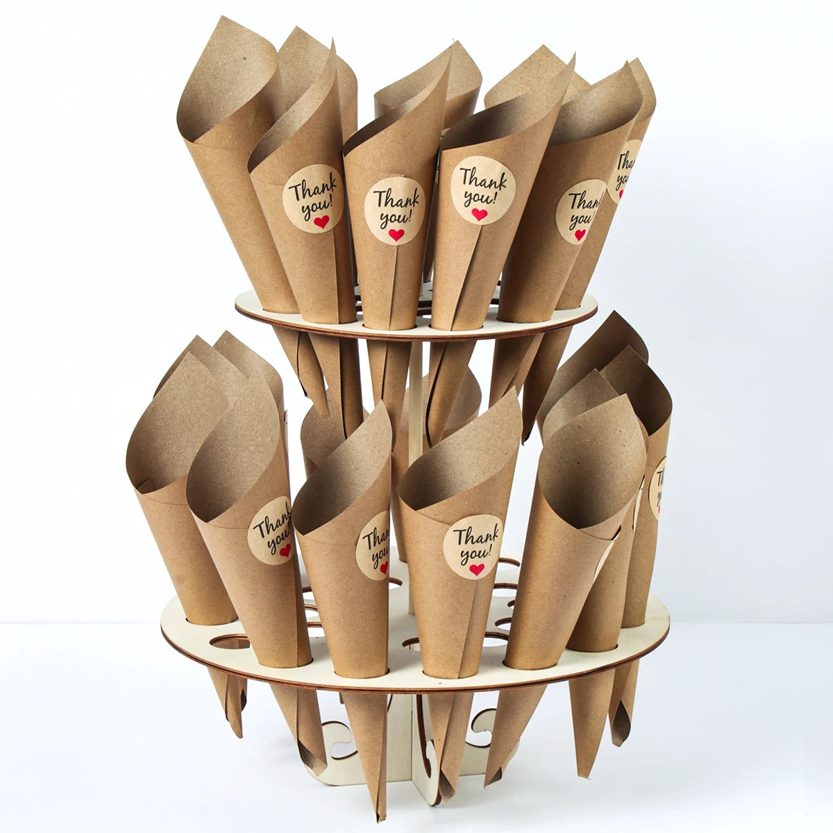Wood/Kraft Paper Confetti Cone Tray Rustic Decoration Confetti Cones Stand DIY Holder Support Supplies