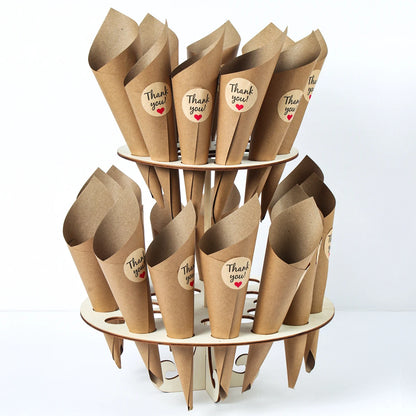 Wood/Kraft Paper Confetti Cone Tray Rustic Decoration Confetti Cones Stand DIY Holder Support Supplies
