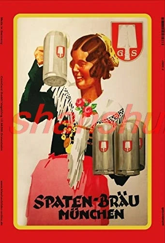 Bidesign Spaten Bräu Bier München Metal Tin Sign Custom Metal Sign 16X12in-Bar Cafe Restaurant Home Decor HAI