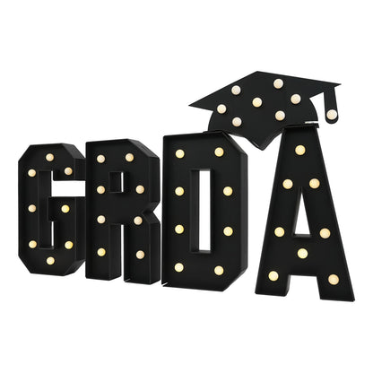 70cm GRAD Light Up Letters,Graduation Decoration LED Letter Lights,LED Letter Light,Freestanding/Wall-mounted