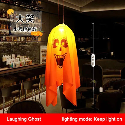 2024 LED Glow Ghost Party Halloween Decoration for Home Indoor Outdoor Haunted House Bar Hanging Horror Props with Lights