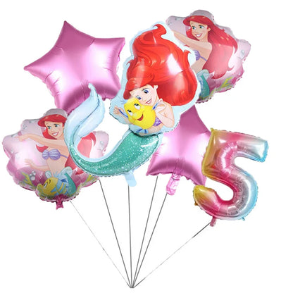 The Little Mermaid Theme Party Supplies  Ariel Princess Paper Napkin Plate Cup Balloons Kid Girls Birthday Party Decoration Gift