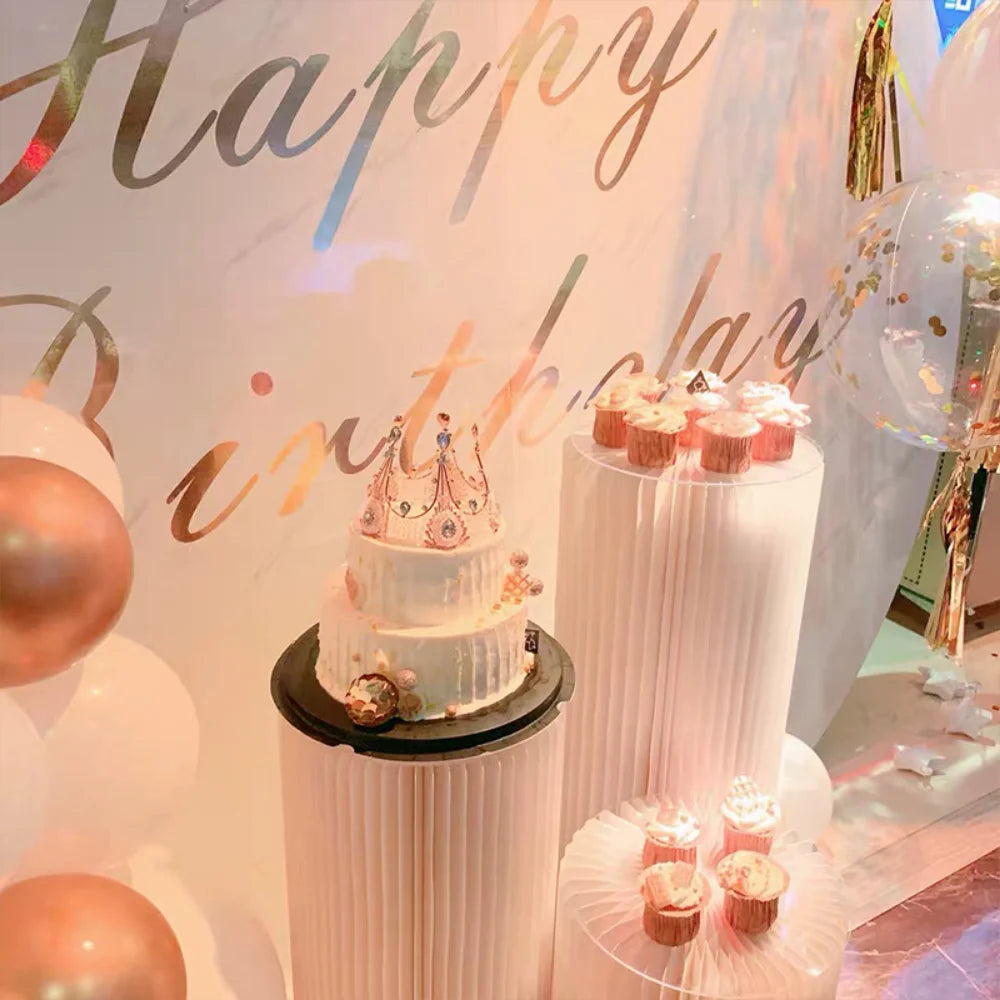Paper Folding Cylinder Wedding Ramadan Decoration Birthday Anniversary DIY Party Supplies Baby Shower Dessert Table Cake Stand