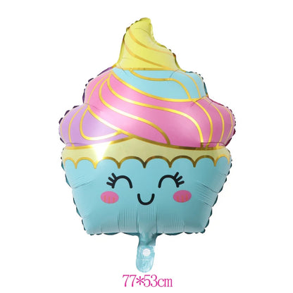 6pcs Ice Cream Candy Cake Dessert Shape Cartoon Helium Balloon Girls Summer Birthday Party Candy Bar Decorations Kids Toy Balls
