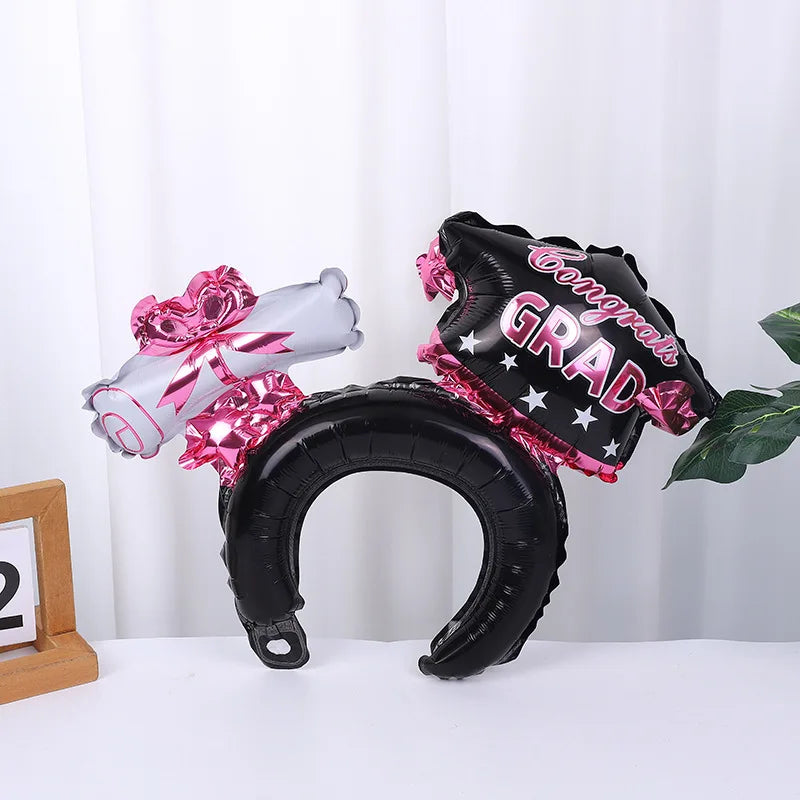 10/30/50-Piece Set New Black Graduation Cap Headband Balloon Set Inflatable 2025 Graduation Season Party Decorations