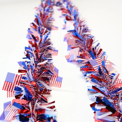 America Independence Day Decorative American Flag Tinsel Garland Banner 4th of July Party Supplies Home Wall Hanging Decoration